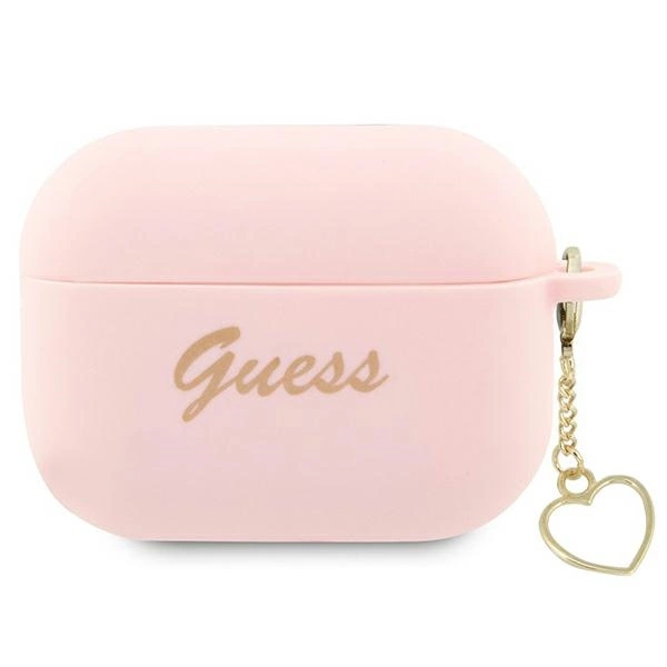 Guess GUAP2LSCHSP AirPods Pro 2 cover pink/pink Silicone Charm Heart Collectioneng