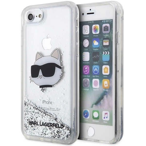Karl Lagerfeld KLHCI8LNHCCS iPhone 7/8/ SE 2020/2022 silver/silver hardcase Glitter Choupette Headeng