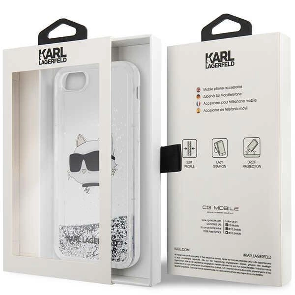Karl Lagerfeld KLHCI8LNHCCS iPhone 7/8/ SE 2020/2022 silver/silver hardcase Glitter Choupette Headeng
