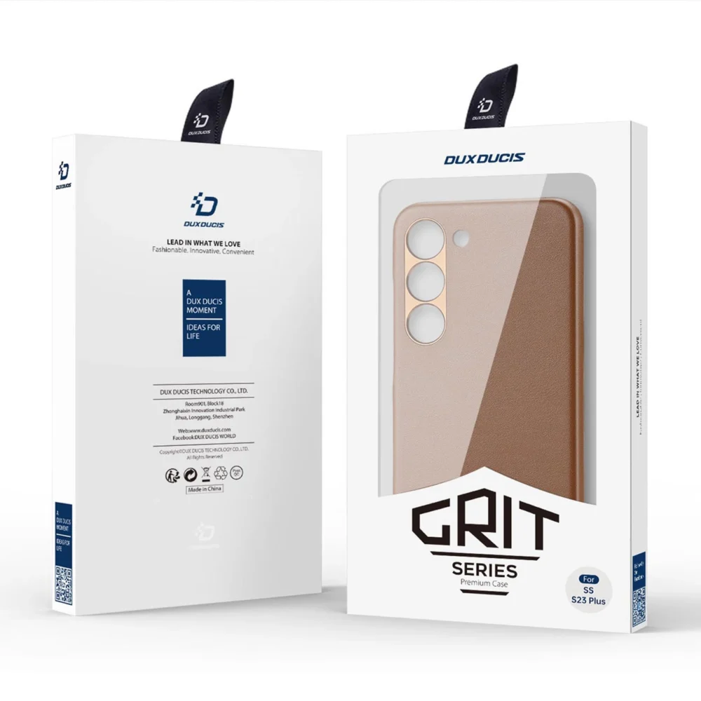 Dux Ducis Grit case for Samsung Galaxy S23+ elegant case made of artificial leather browneng