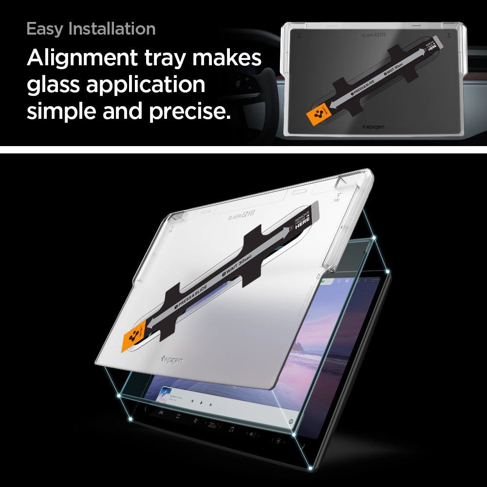 Spigen Glas.tR EZ Fit Tempered Glass for Tesla Model X 2022 / Model S 2021 - Blackeng