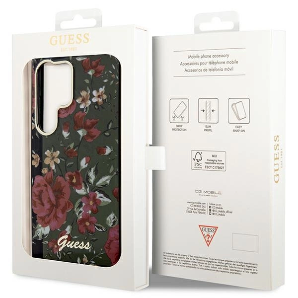 Guess GUHCS23LHCFWSA S23 Ultra S918 green/kaki hardcase Flower Collectioneng