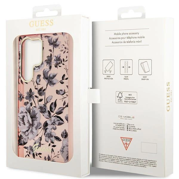 Guess GUHCS23LHCFWSP S23 Ultra S918 pink/pink hardcase Flower Collectioneng