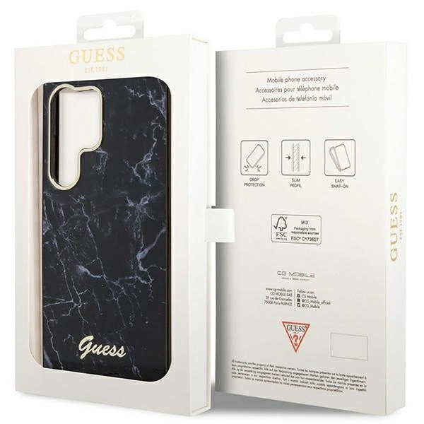 Guess GUHCS23LPCUMAK S23 Ultra S918 black/black hardcase Marbleeng