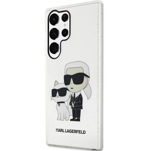 Karl Lagerfeld Glitter Karl&Choupette Case for Samsung Galaxy S23 Ultra - Transparenteng