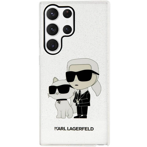 Karl Lagerfeld Glitter Karl&Choupette Case for Samsung Galaxy S23 Ultra - Transparenteng