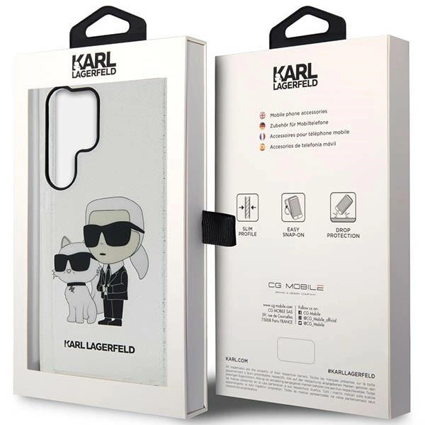 Karl Lagerfeld Glitter Karl&Choupette Case for Samsung Galaxy S23 Ultra - Transparenteng