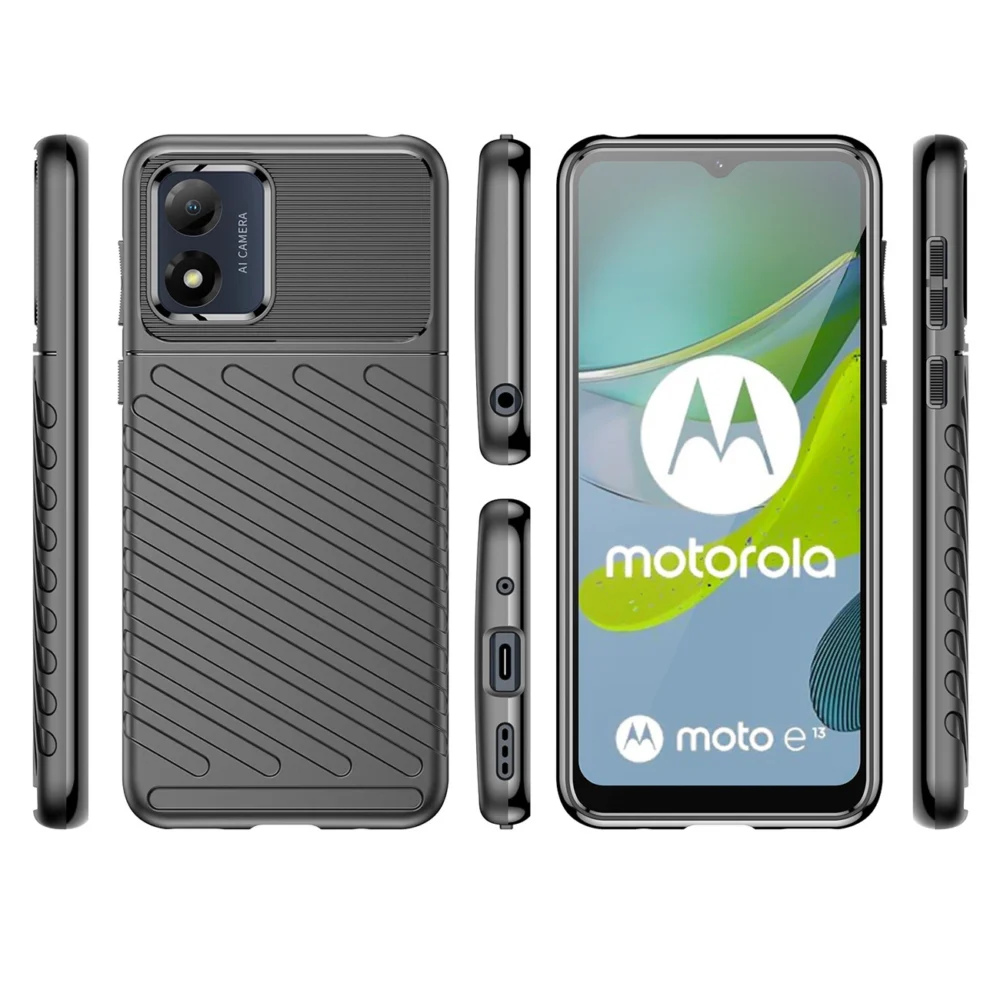 Thunder Case Motorola Moto E13 Silicone Armored Cover Blackeng