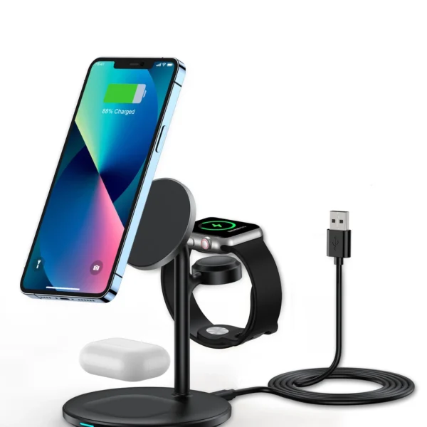 Choetech T585-F 3in1 Magnetic wireless charger station for iPhone 12/13/14 series,AirPods Pro and iwatch charger Blackeng