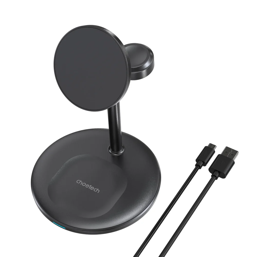 Choetech T585-F 3in1 Magnetic wireless charger station for iPhone 12/13/14 series,AirPods Pro and iwatch charger Blackeng