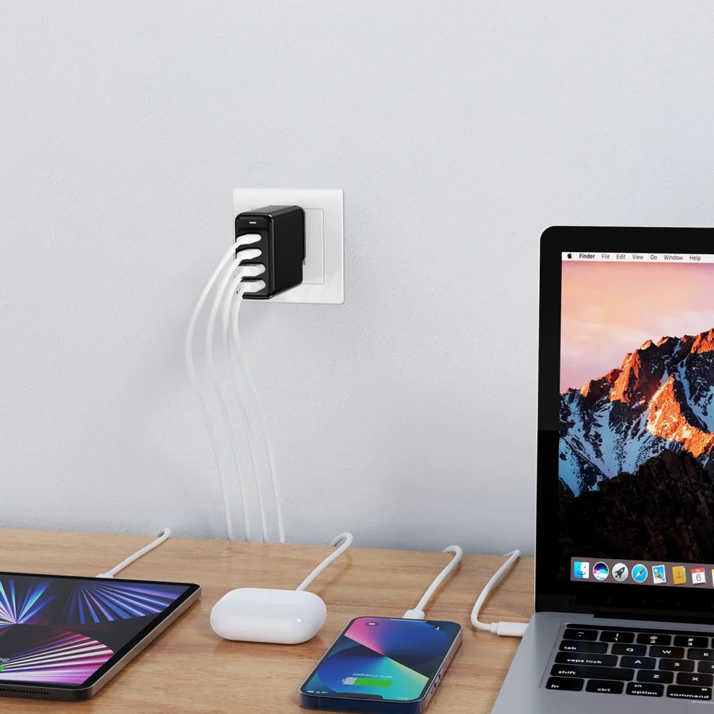 Choetech charger GaN 140W 4 ports (2x USB C, 2x USB) black (PD6005)eng