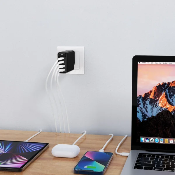 Choetech charger GaN 140W 4 ports (2x USB C, 2x USB) black (PD6005)eng