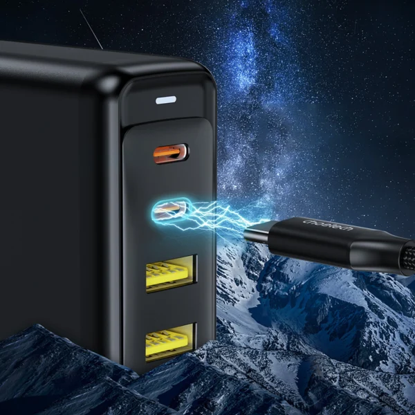 Choetech charger GaN 140W 4 ports (2x USB C, 2x USB) black (PD6005)eng