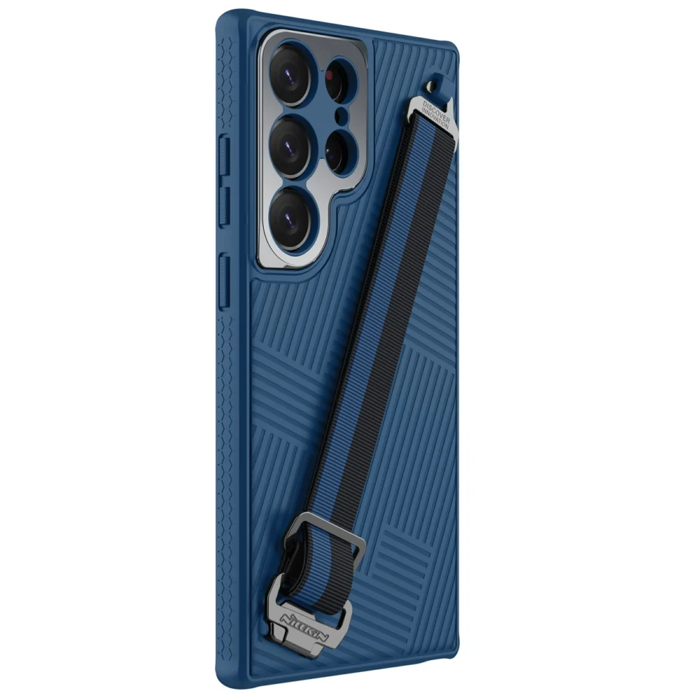 Nillkin Strap Case Case for Samsung Galaxy S23 Ultra Armored Cover with Hand Strap Blueeng