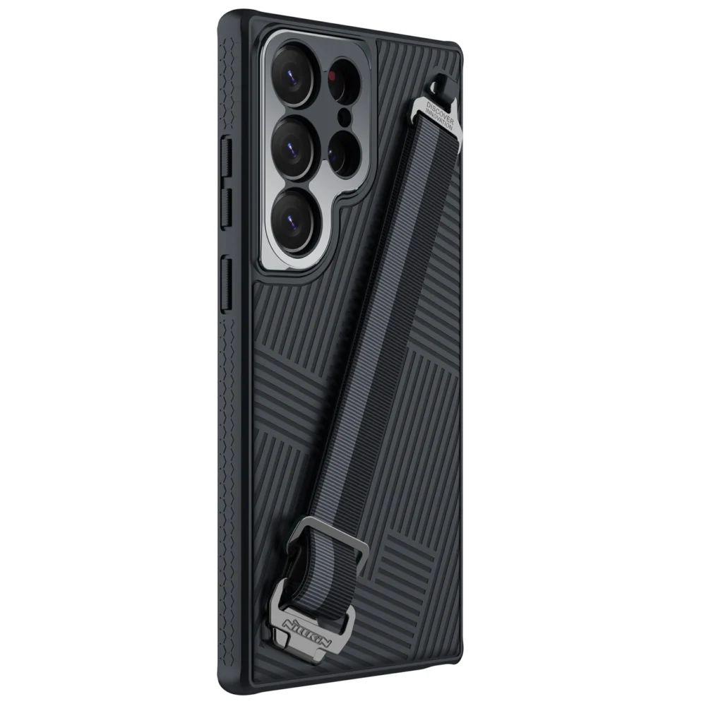 Nillkin Strap Case Case for Samsung Galaxy S23 Ultra Armored Cover with Wrist Strap Blackeng