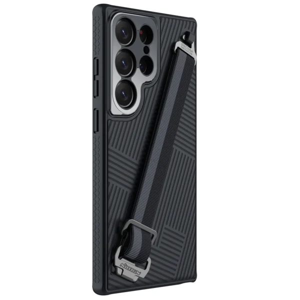 Nillkin Strap Case Case for Samsung Galaxy S23 Ultra Armored Cover with Wrist Strap Blackeng