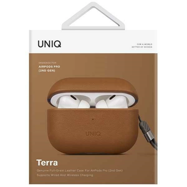 Uniq Terra Genuine Leather case for AirPods Pro 2 - browneng