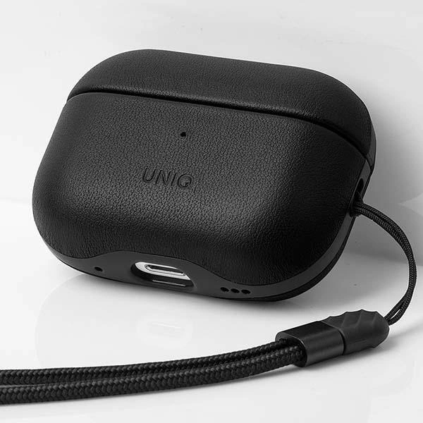 Uniq Terra Genuine Leather case for AirPods Pro 2 - blackeng