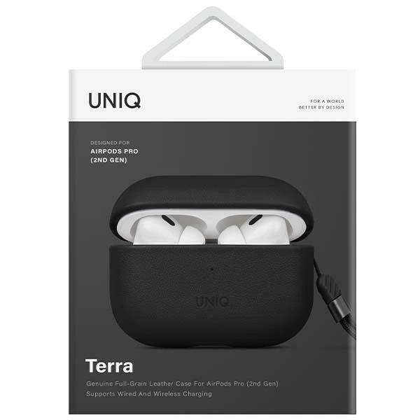 Uniq Terra Genuine Leather case for AirPods Pro 2 - blackeng
