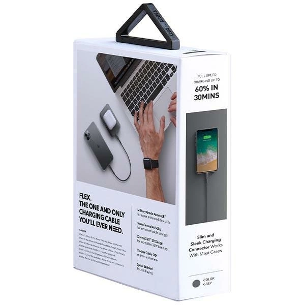 Uniq Flex USB-C / Lightning 18W nylon cable 30 cm - grayeng