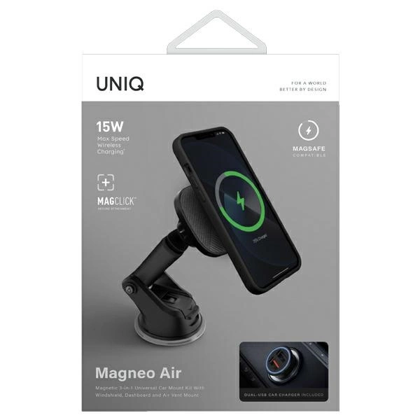 Uniq Magneo car holder with inductive charger for cockpit/window - grayeng