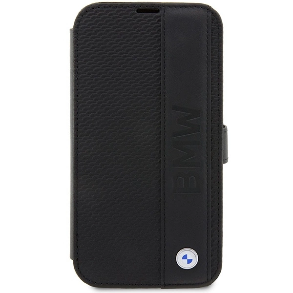Case BMW BMBKP14L22RDPK iPhone 14 Pro 6.1" black/black bookcase Leather Textured&Stripeeng