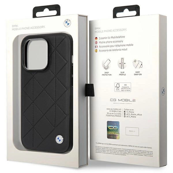 Case BMW BMHCP14L22RQDK iPhone 14 Pro 6.1" black/black Leather Quiltedeng
