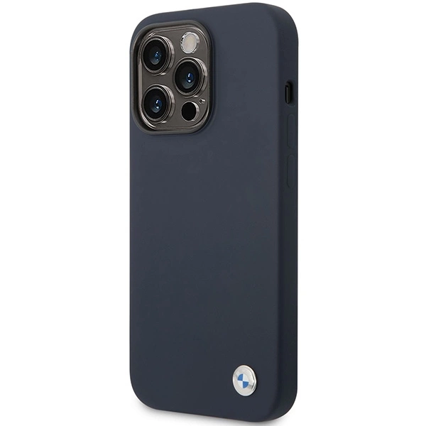 Case BMW BMHCP14LSILNA iPhone 14 Pro 6.1" navy blue/navy Silicone Metal Logoeng