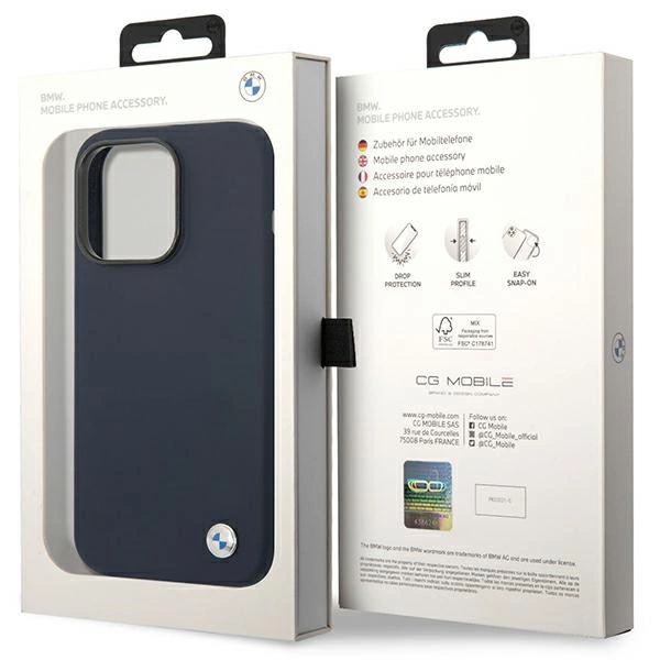 Case BMW BMHCP14LSILNA iPhone 14 Pro 6.1" navy blue/navy Silicone Metal Logoeng