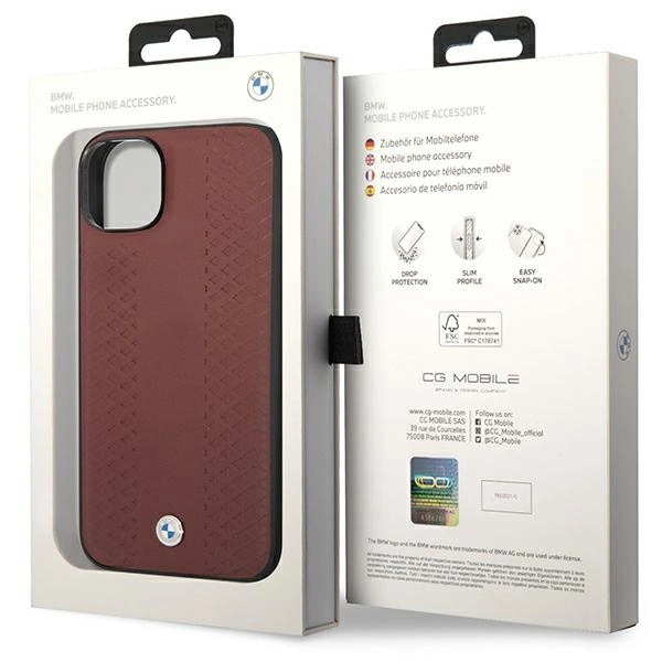 Case BMW BMHCP14S22RFGR iPhone 14 6.1" Burgundy/burgundy Leather Diamond Patterneng