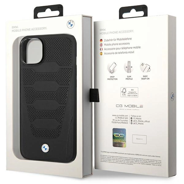 Case BMW BMHCP14S22RPSK iPhone 14 6.1" black/black Leather Seats Patterneng