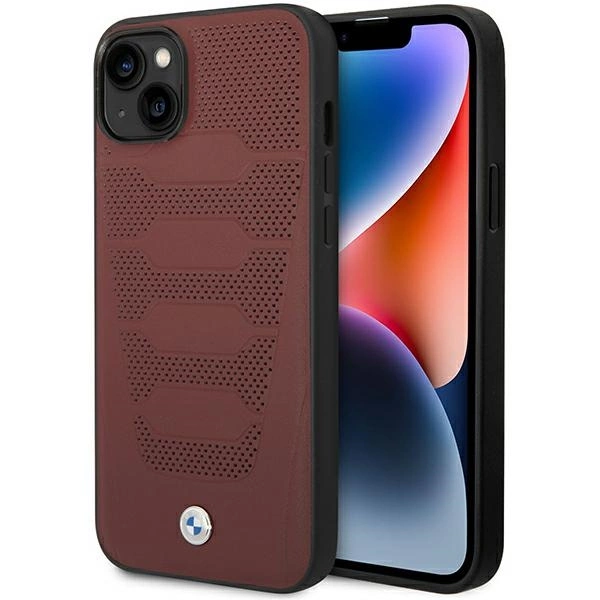 Case BMW BMHCP14S22RPSR iPhone 14 6.1" burgundy/burgundy Leather Seats Patterneng