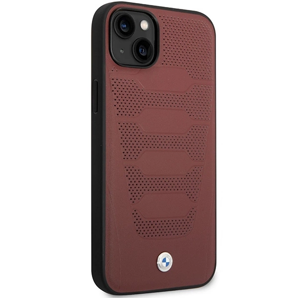 Case BMW BMHCP14S22RPSR iPhone 14 6.1" burgundy/burgundy Leather Seats Patterneng