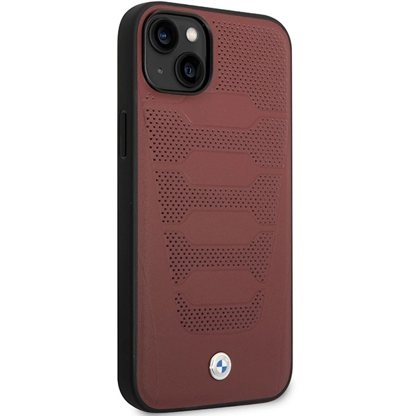 Case BMW BMHCP14S22RPSR iPhone 14 6.1" burgundy/burgundy Leather Seats Patterneng
