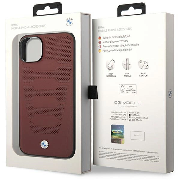 Case BMW BMHCP14S22RPSR iPhone 14 6.1" burgundy/burgundy Leather Seats Patterneng