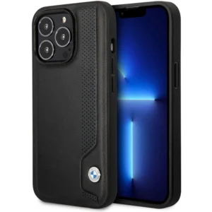 Case BMW BMHCP14X22RBDK iPhone 14 Pro Max 6.7" black/black hardcase Leather Blue Dotseng