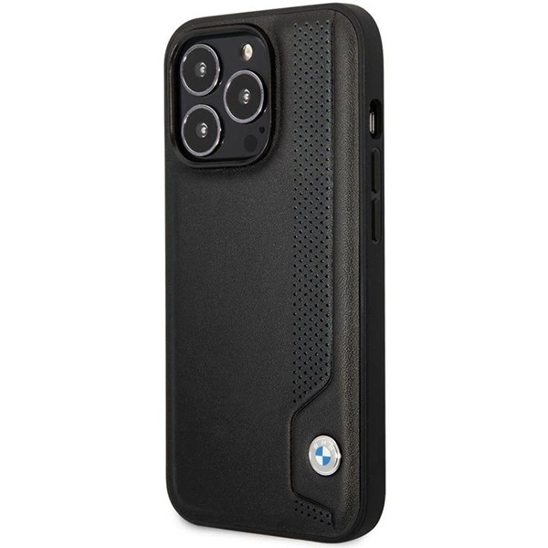 Case BMW BMHCP14X22RBDK iPhone 14 Pro Max 6.7" black/black hardcase Leather Blue Dotseng