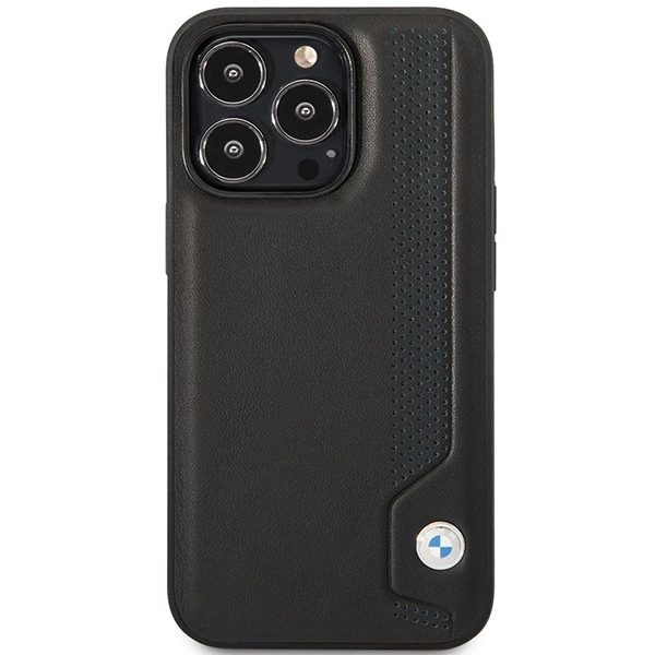 Case BMW BMHCP14X22RBDK iPhone 14 Pro Max 6.7" black/black hardcase Leather Blue Dotseng