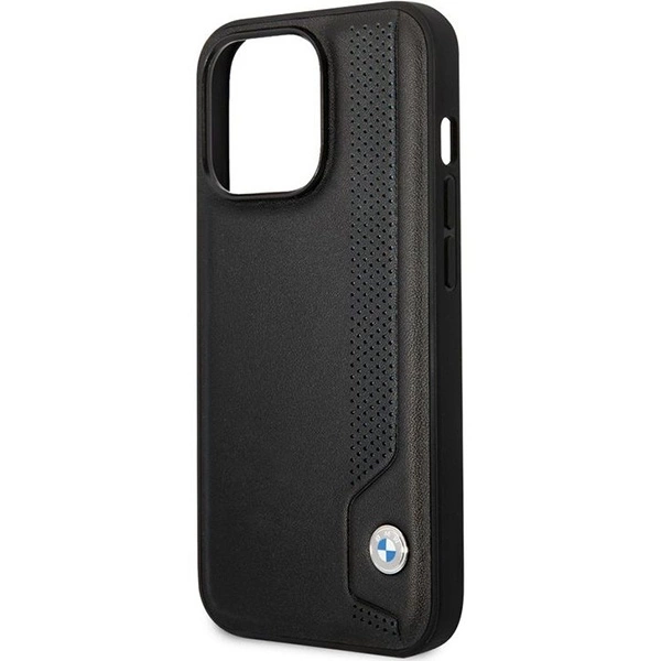 Case BMW BMHCP14X22RBDK iPhone 14 Pro Max 6.7" black/black hardcase Leather Blue Dotseng