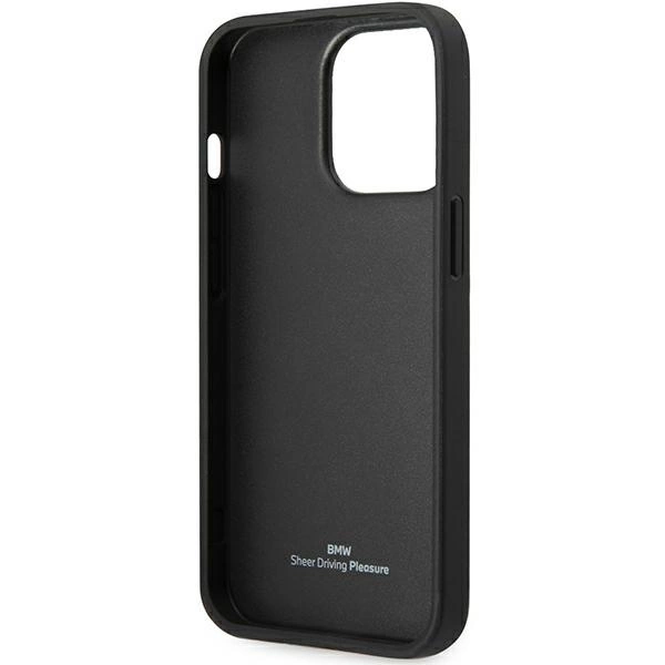 Case BMW BMHCP14X22RBDK iPhone 14 Pro Max 6.7" black/black hardcase Leather Blue Dotseng