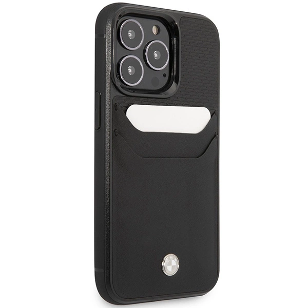 Case BMW BMHCP14X22RSEPK iPhone 14 Pro Max 6.7" black/black Leather Card Sloteng