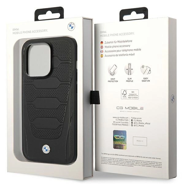 Case BMW BMHMP14L22RPSK iPhone 14 Pro 6.1" black/black Leather Seats Pattern MagSafeeng