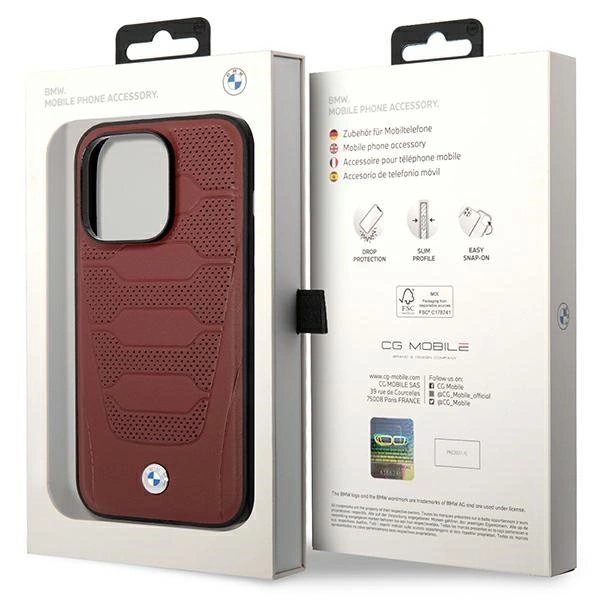 Case BMW BMHMP14L22RPSR iPhone 14 Pro 6.1" Burgundy/burgundy Leather Seats Pattern MagSafeeng