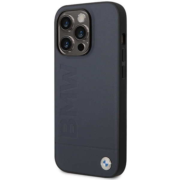 Case BMW BMHMP14LSLLNA iPhone 14 Pro 6.1" navy/navy hardcase Leather Hot Stamp MagSafeeng