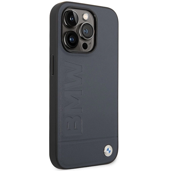 Case BMW BMHMP14LSLLNA iPhone 14 Pro 6.1" navy/navy hardcase Leather Hot Stamp MagSafeeng