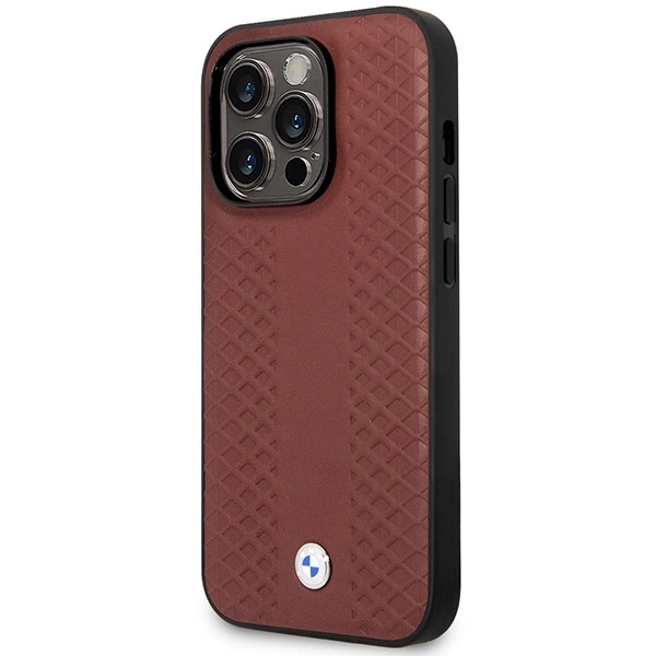 Case BMW BMHMP14X22RFGR iPhone 14 Pro Max 6.7" Burgundy/burgundy Leather Diamond Pattern MagSafeeng