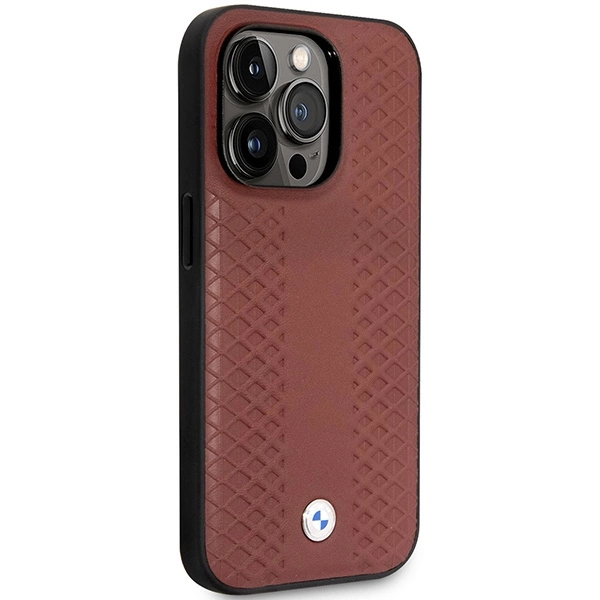 Case BMW BMHMP14X22RFGR iPhone 14 Pro Max 6.7" Burgundy/burgundy Leather Diamond Pattern MagSafeeng