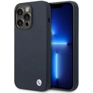 Case BMW BMHMP14XSILNA iPhone 14 Pro Max 6.7" navy blue/navy Silicone Metal Logo MagSafeeng