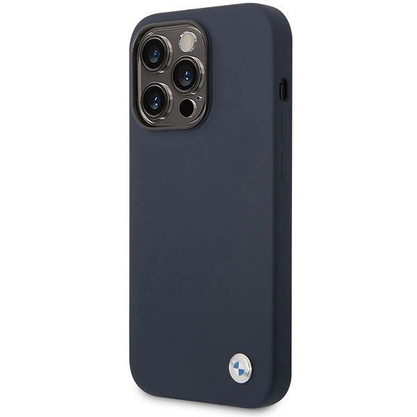 Case BMW BMHMP14XSILNA iPhone 14 Pro Max 6.7" navy blue/navy Silicone Metal Logo MagSafeeng