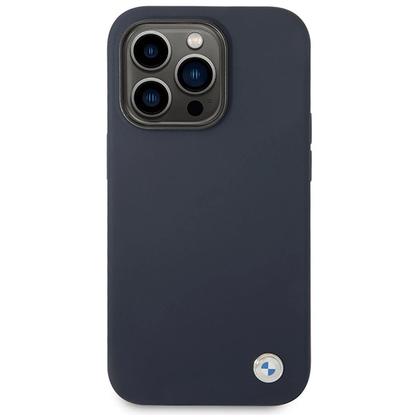 Case BMW BMHMP14XSILNA iPhone 14 Pro Max 6.7" navy blue/navy Silicone Metal Logo MagSafeeng